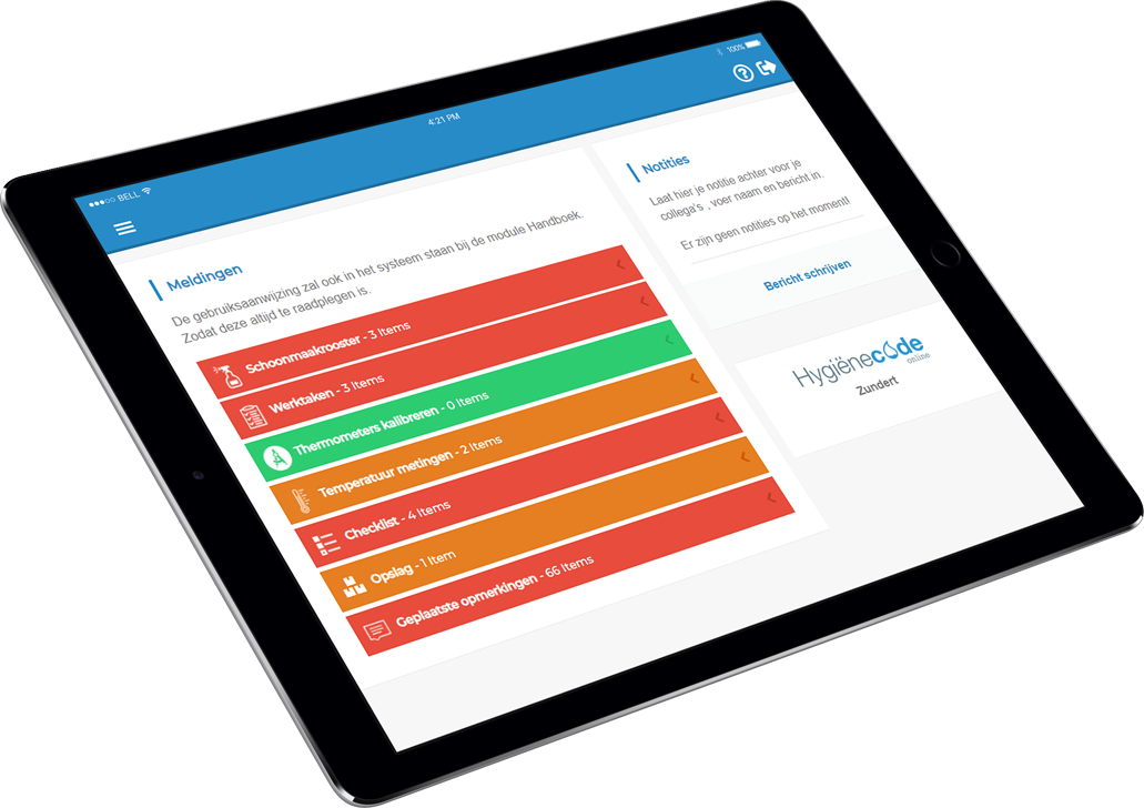 De Hygiënecode Online app op een tablet